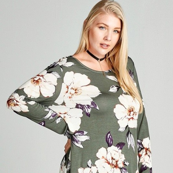 ODDY Tops - New Green shark bite floral blouse